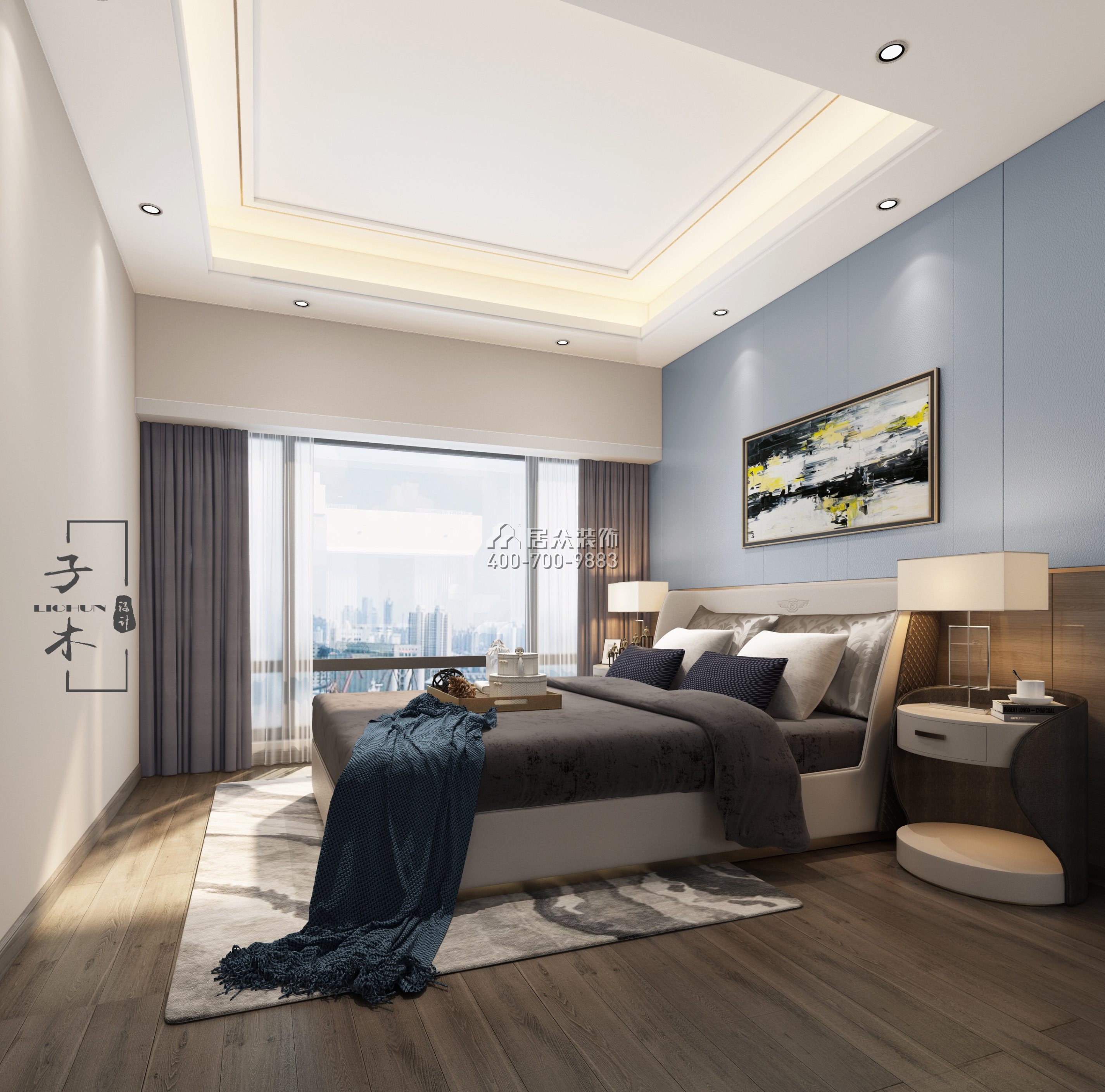 香山里花园二期190平方米现代简约风格平层户型卧室装修效果图