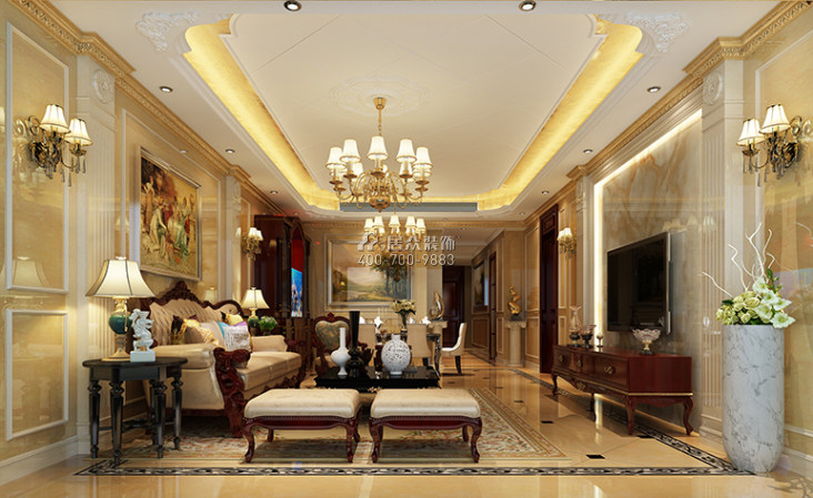 珠江罗马新都159平方米欧式风格平层户型客厅装修效果图