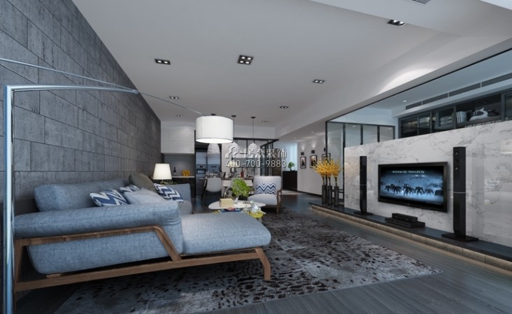 中信金山湾200平方米现代简约风格复式户型客厅装修效果图