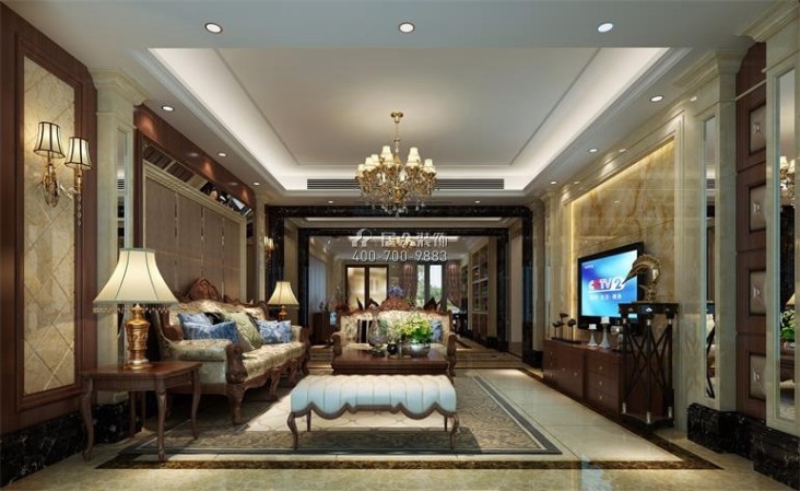 鼎峰尚境295平方米新古典风格平层户型客厅装修效果图