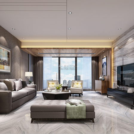 156平方米現代簡約風格平層戶型客廳裝修效果圖