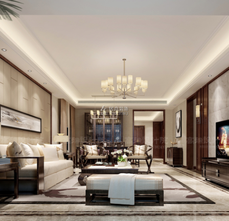 湘江豪庭260平方米中式風格平層戶型客廳裝修效果圖