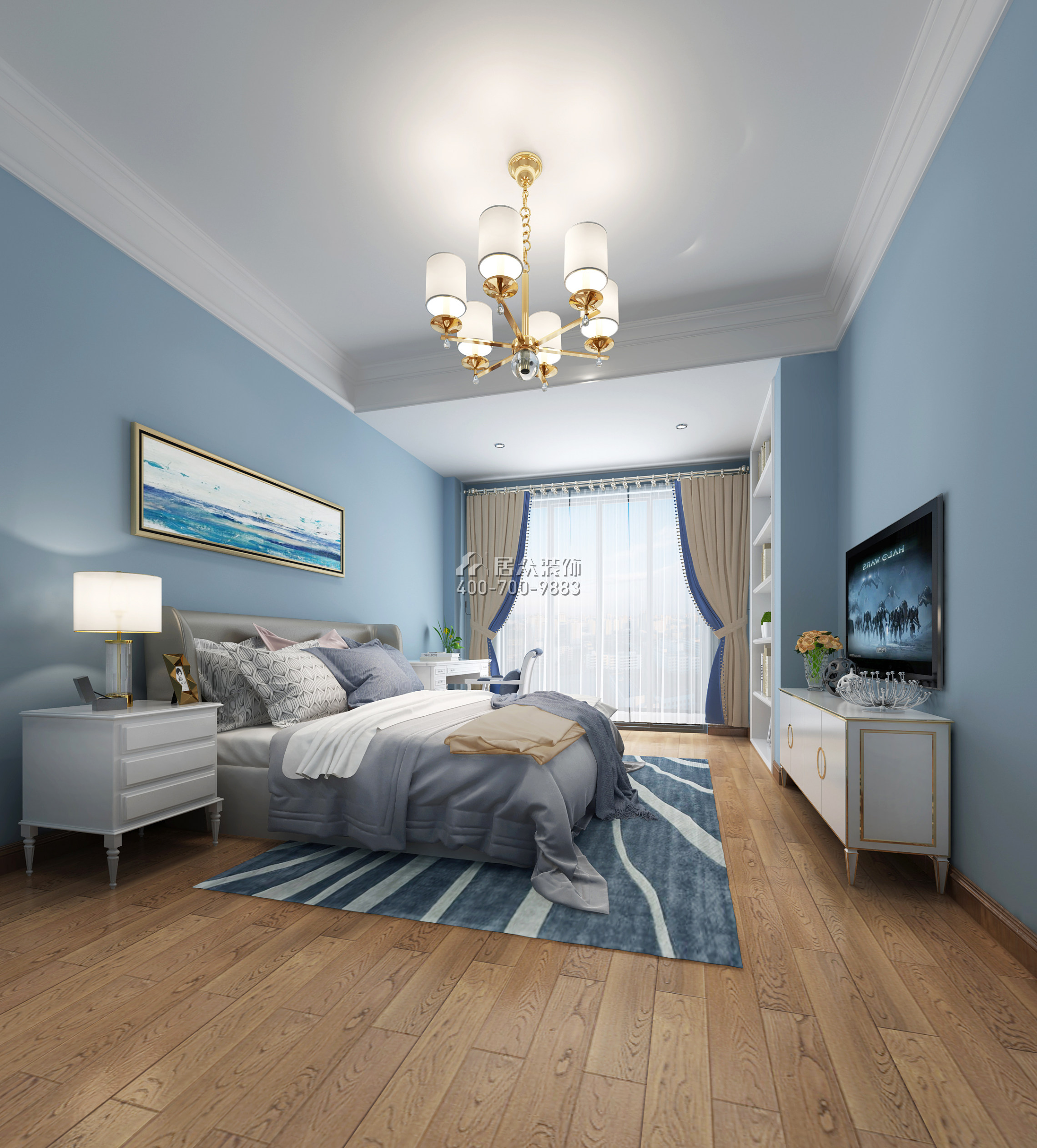 华策岭峰国际168平方米欧式风格别墅户型卧室装修效果图
