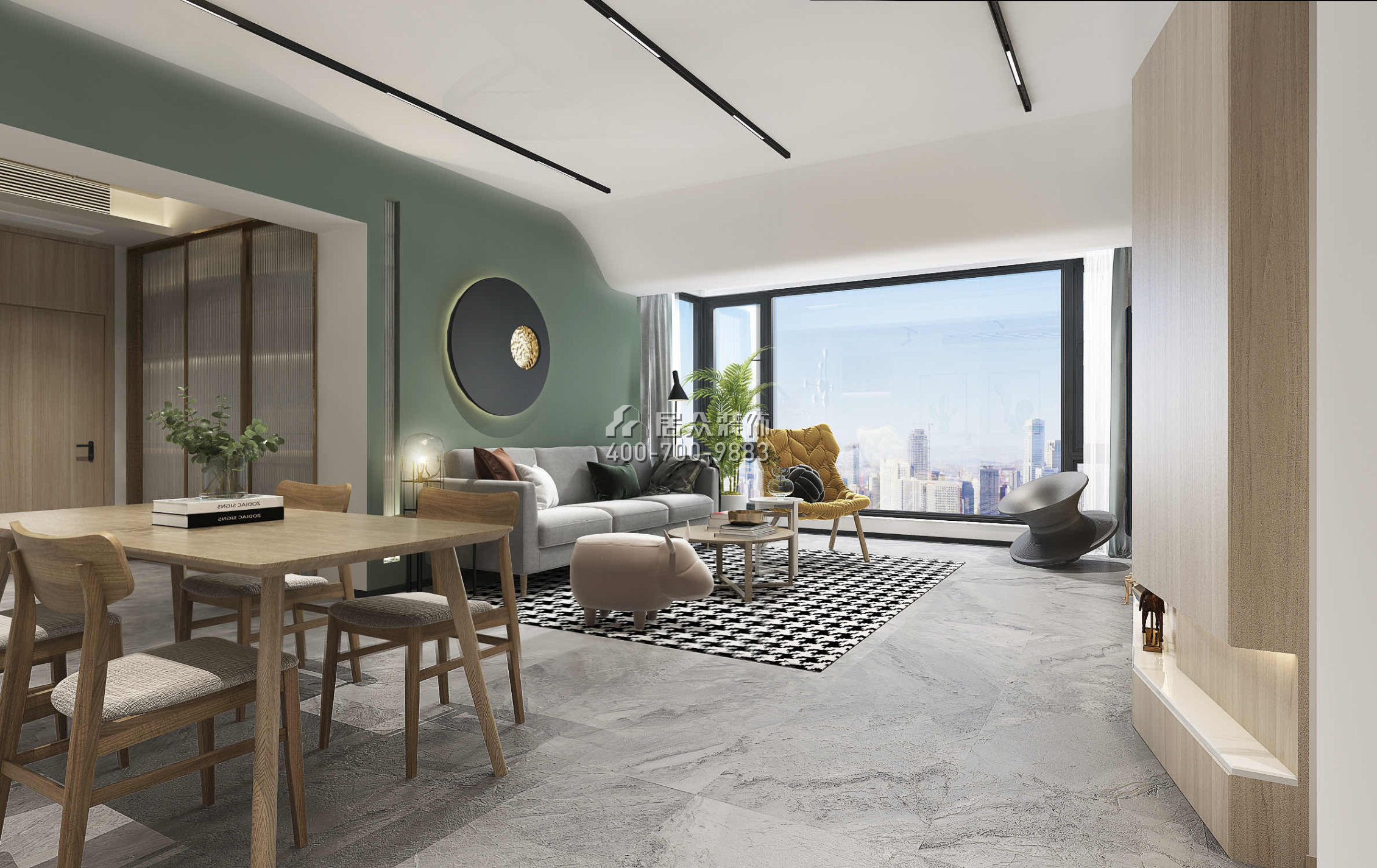 嘉華大廈130平方米現代簡約風格平層戶型客廳裝修效果圖