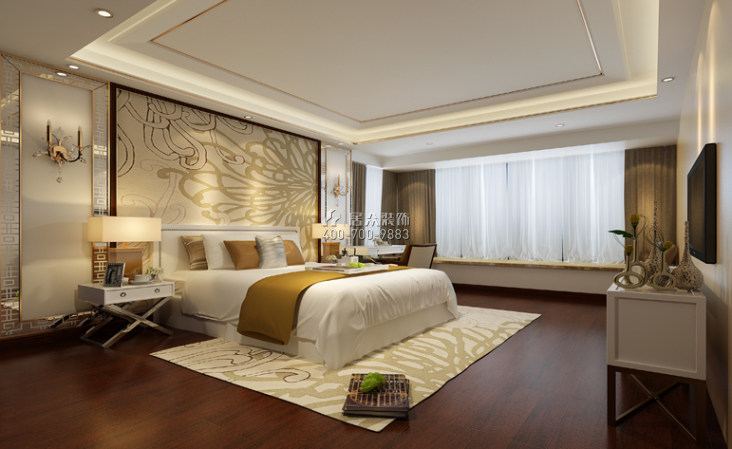 翡翠海岸花园180平方米中式风格平层户型卧室装修效果图
