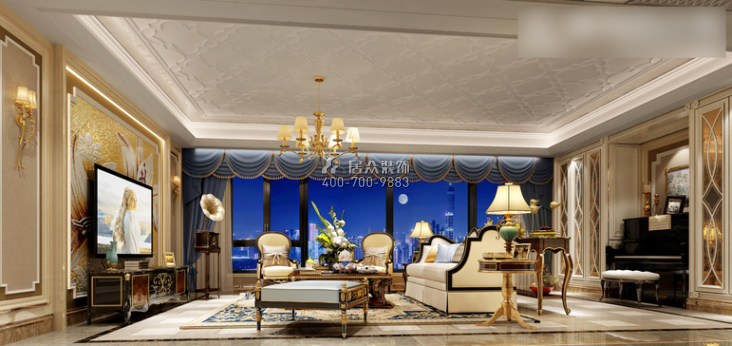 保利西海岸180平方米欧式风格平层户型客厅装修效果图