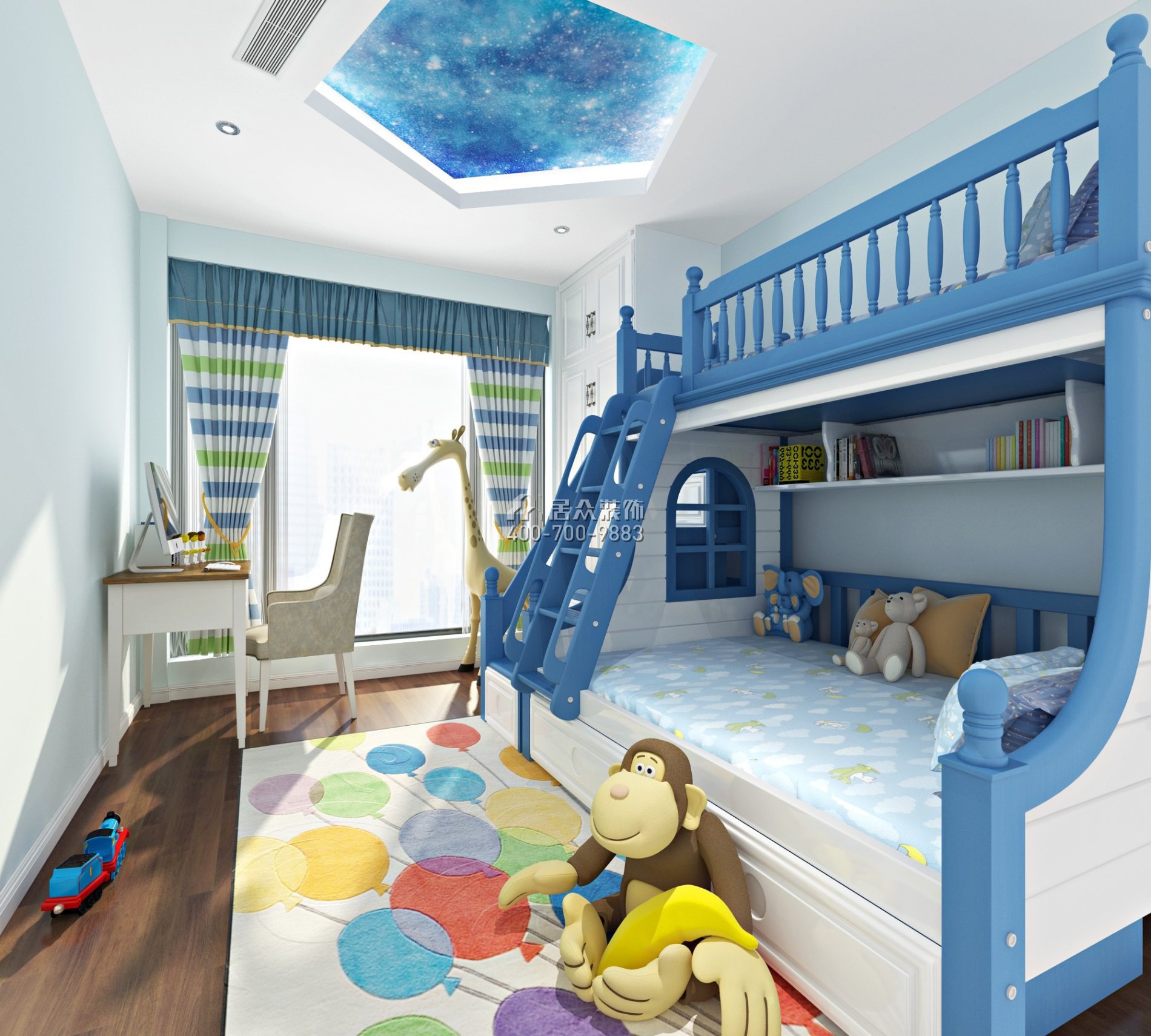 潤科華府·御峰123平方米地中海風格平層戶型兒童房裝修效果圖
