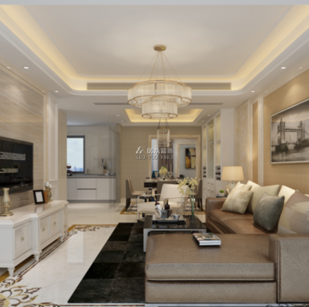 龙瑞佳园144平方米现代简约风格平层户型客厅装修效果图