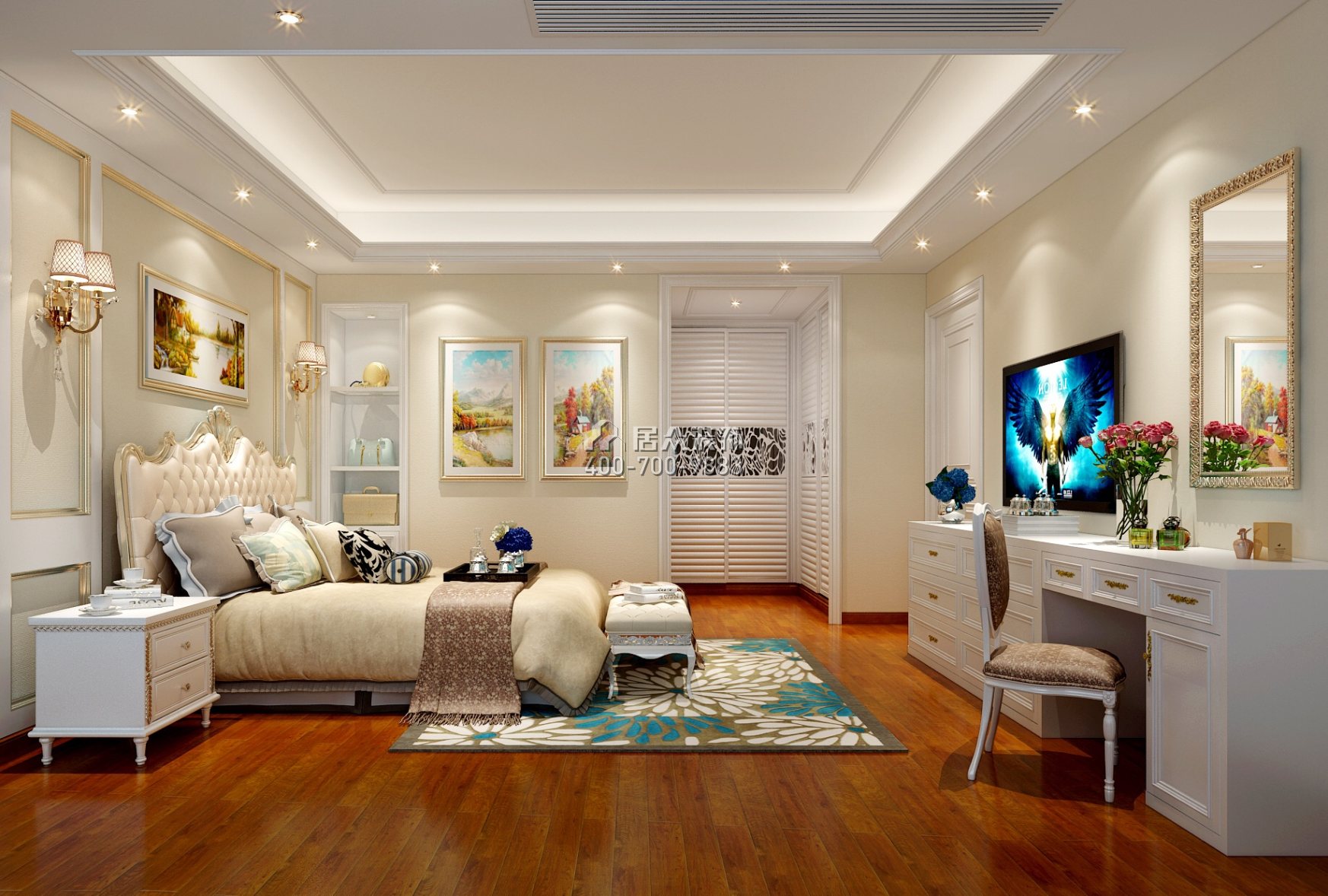 维港半岛214平方米欧式风格平层户型卧室装修效果图
