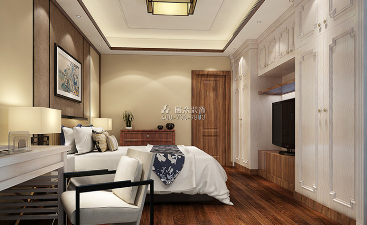 山海韵140平方米中式风格平层户型卧室装修效果图