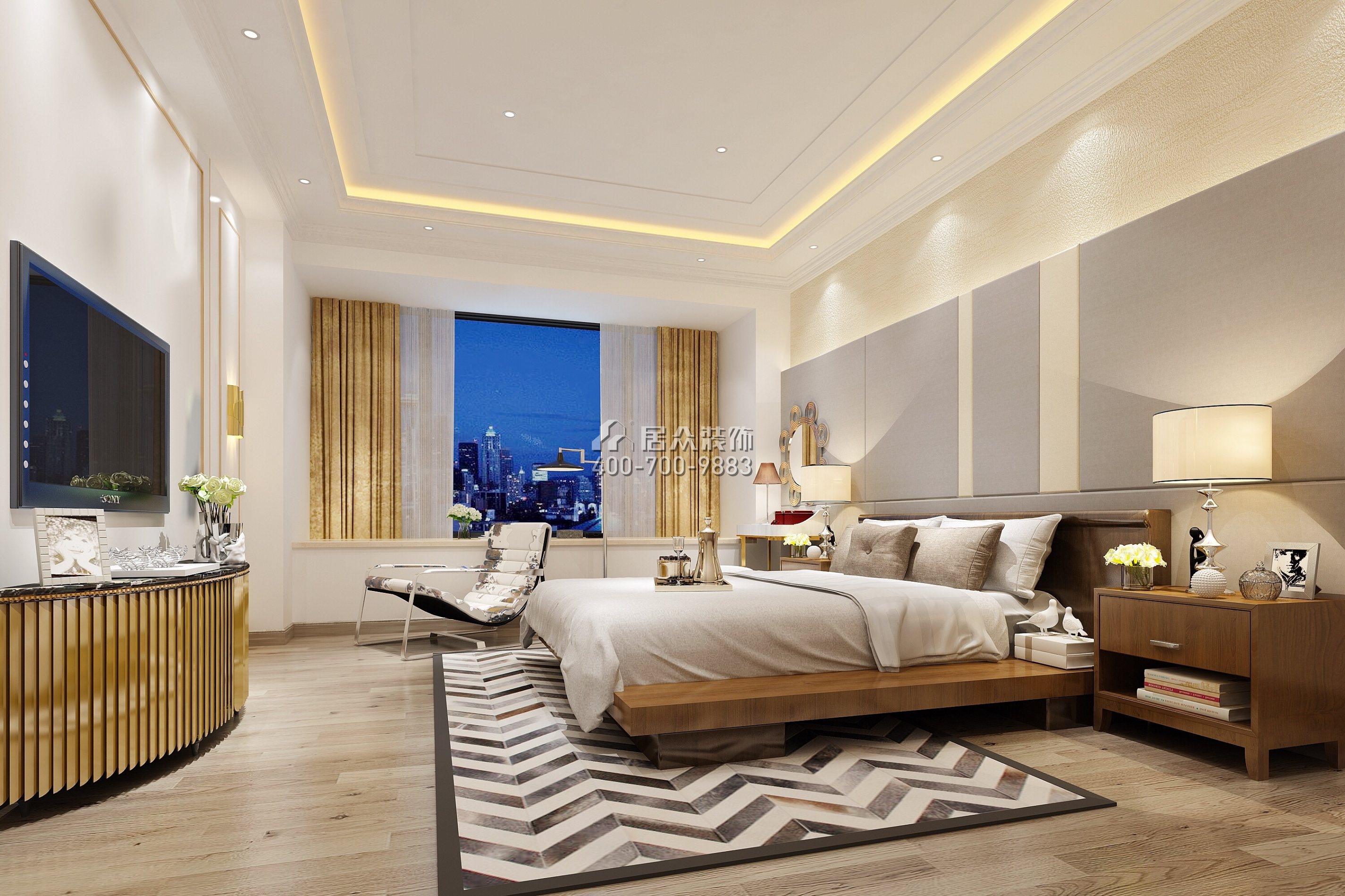 汉森吉祥龙260平方米现代简约风格平层户型卧室装修效果图