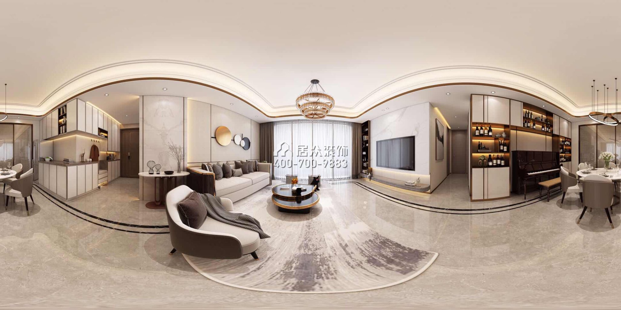 阳光粤海155平方米现代简约风格平层户型客厅装修效果图