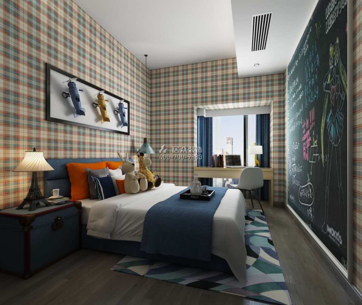 前海东岸126平方米现代简约风格平层户型卧室装修效果图