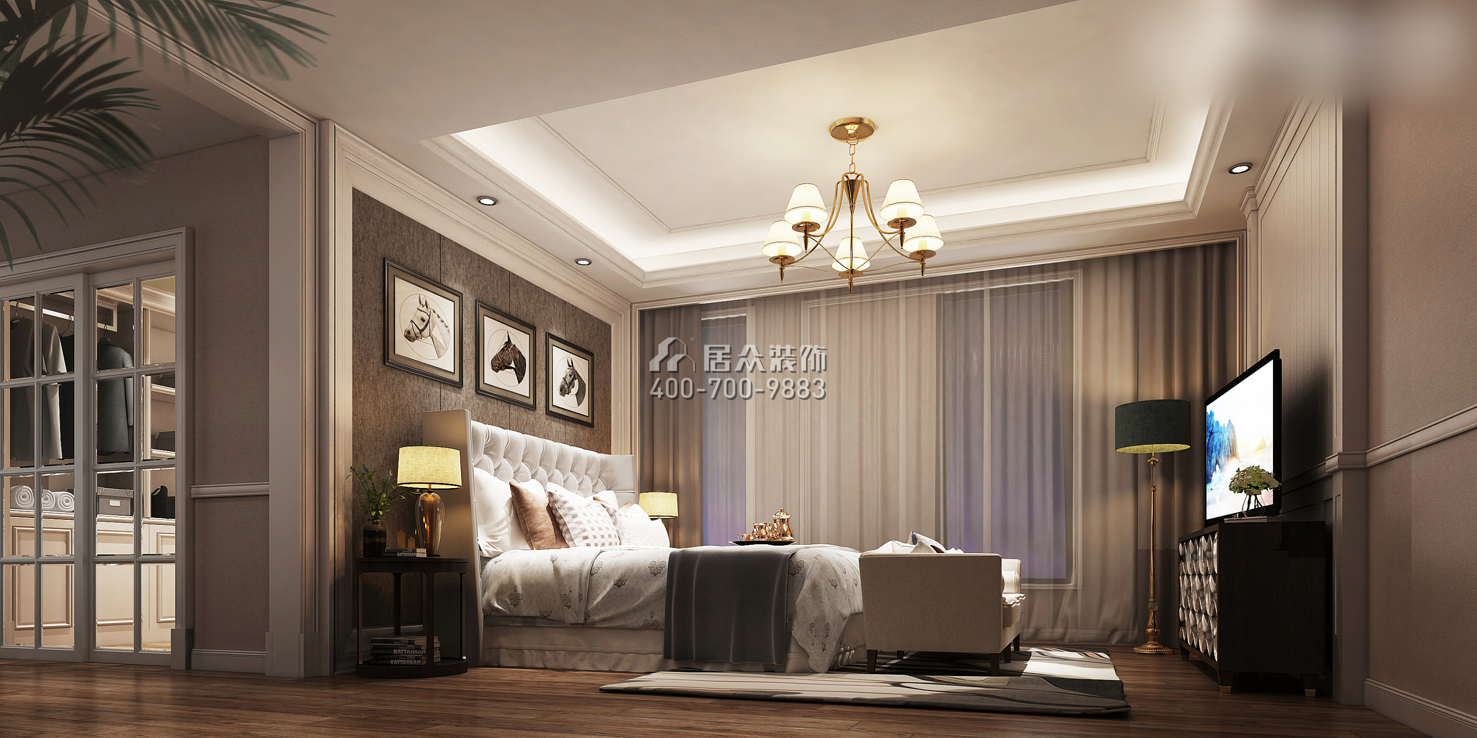 万国府265平方米美式风格平层户型卧室装修效果图