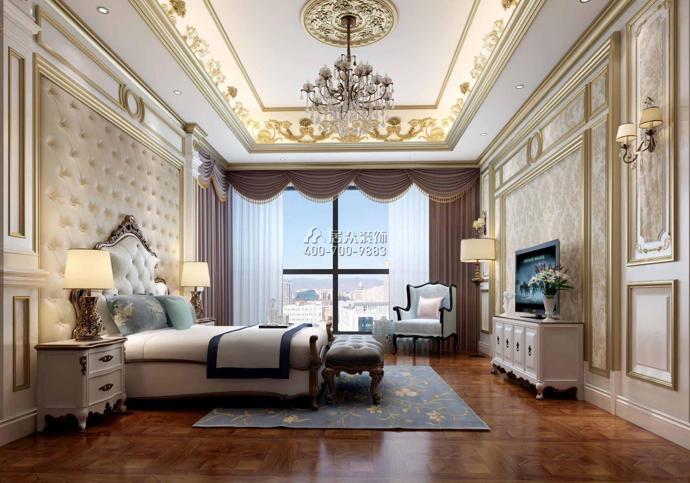 龙泉豪苑560平方米混搭风格平层户型卧室装修效果图