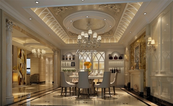 观海长廊500平方米欧式风格别墅户型餐厅装修效果图