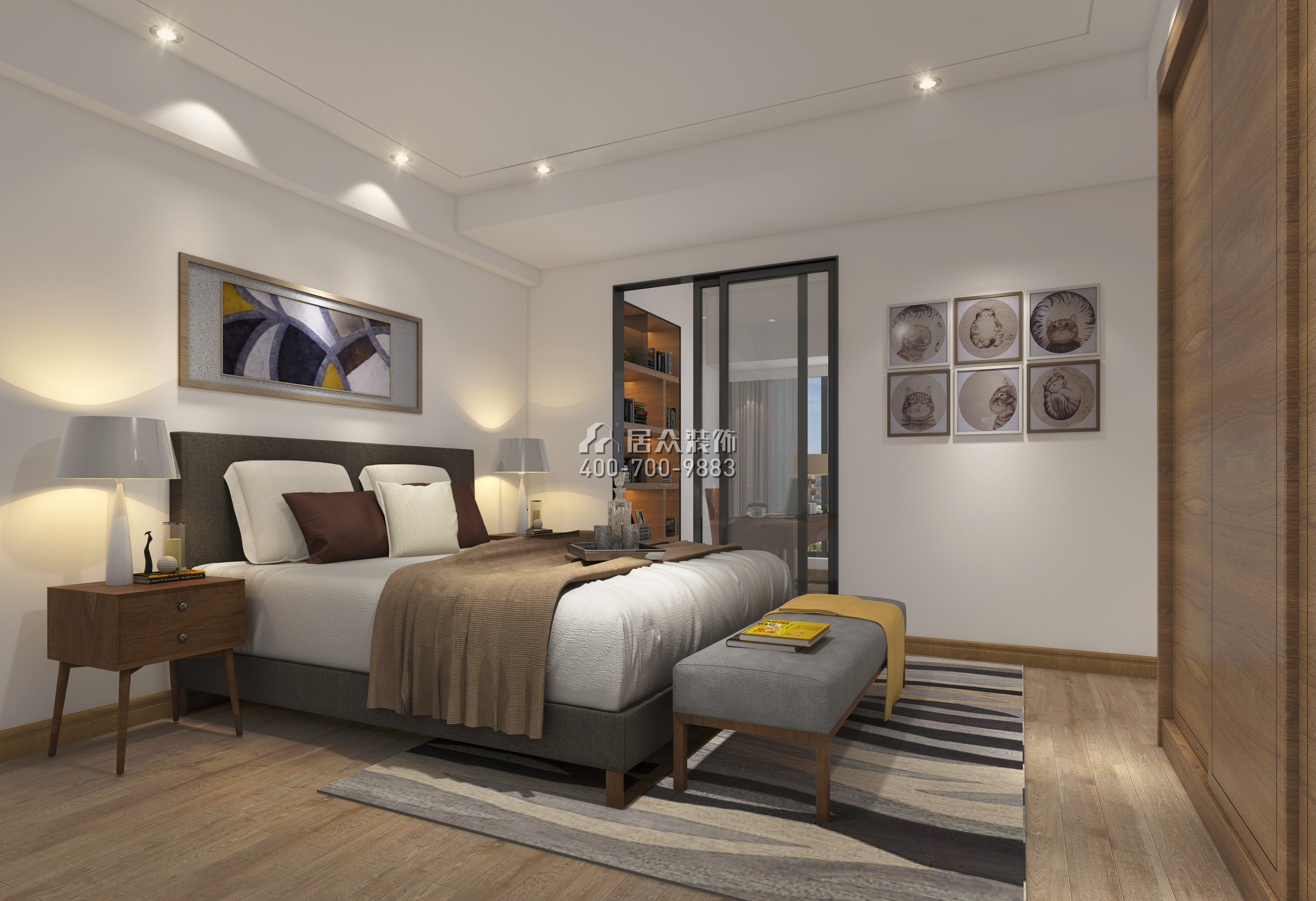 新世界商務中心170平方米現代簡約風格平層戶型臥室裝修效果圖