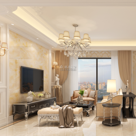 山语海150平方米欧式风格平层户型客厅装修效果图