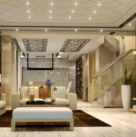 凯旋国际188平方米现代简约风格复式户型客厅装修效果图