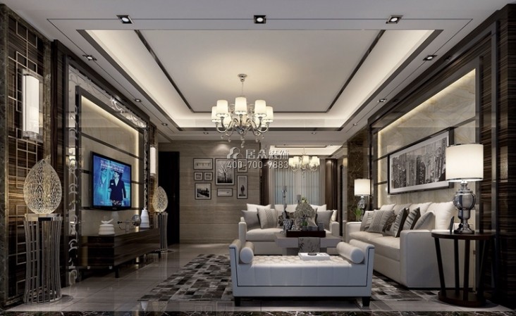 156平方米现代简约风格平层户型客厅装修效果图