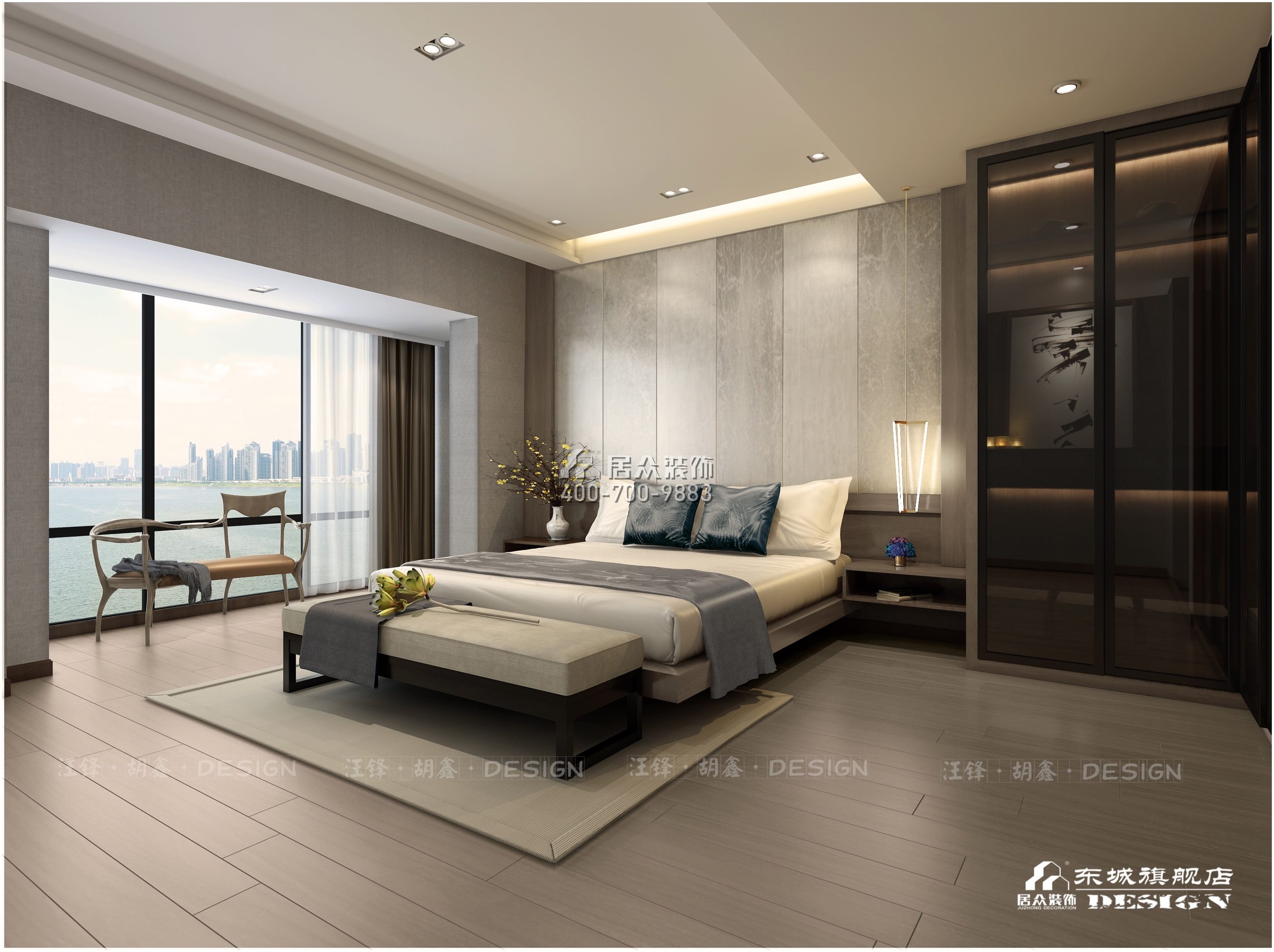北辰定江洋210平方米现代简约风格平层户型卧室装修效果图