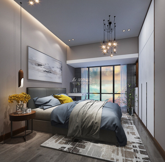 华润城一期88平方米现代简约风格平层户型卧室装修效果图