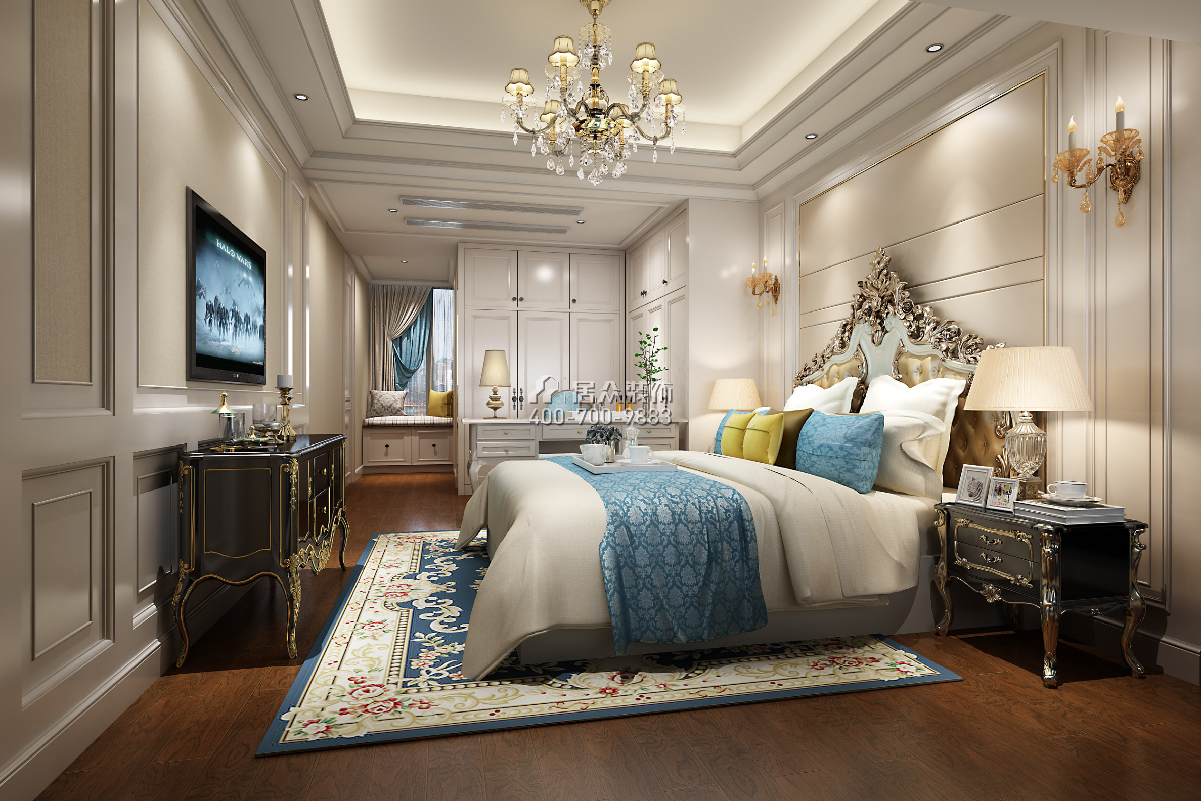 前海丹华园128平方米欧式风格平层户型卧室装修效果图
