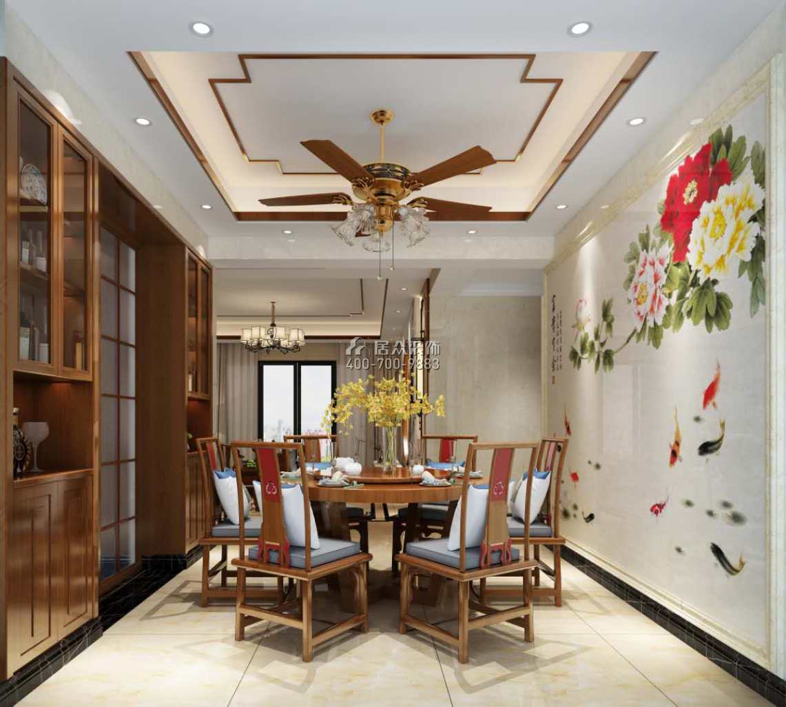 锦江豪苑137平方米中式风格平层户型餐厅装修效果图