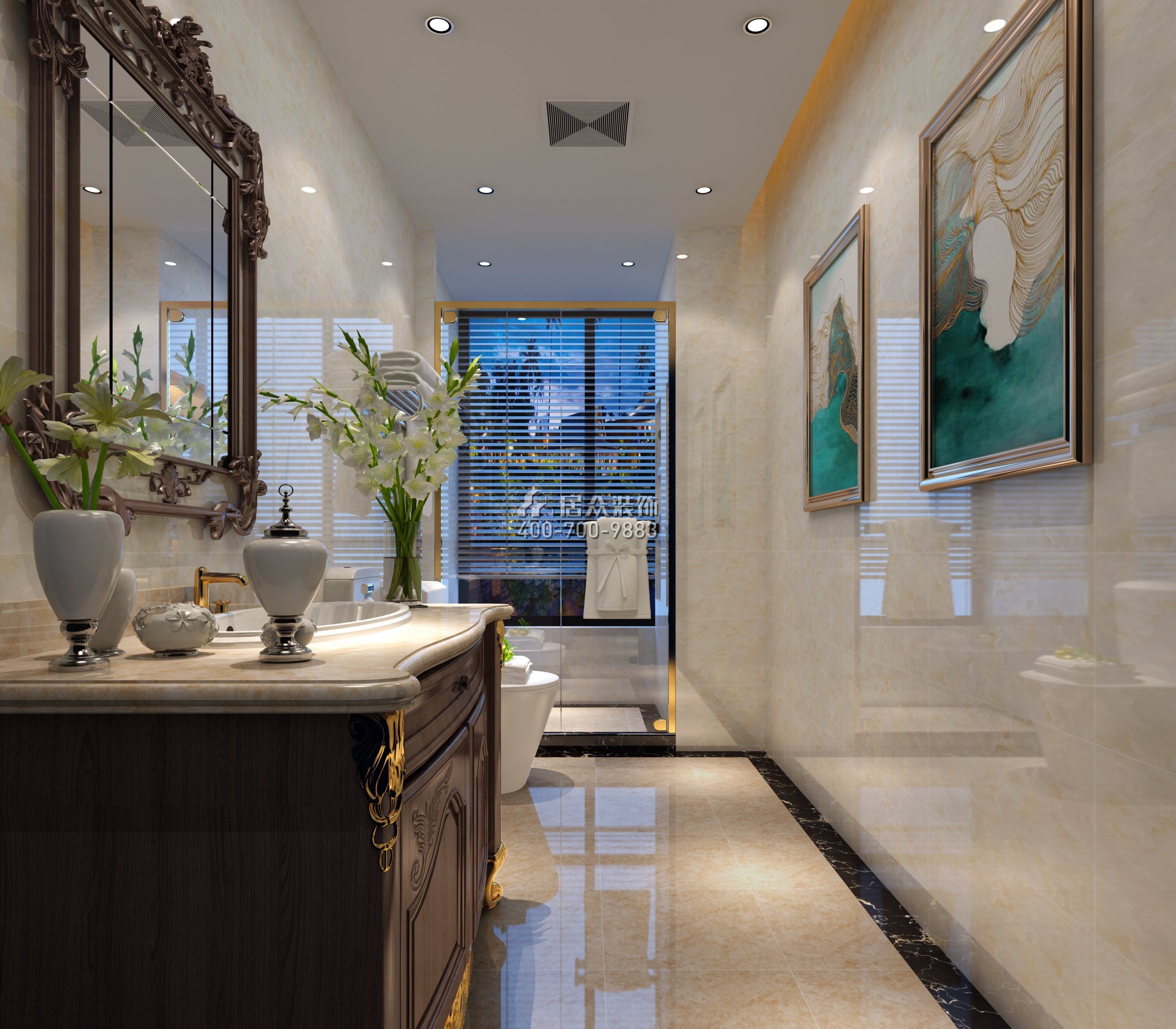 碧海君庭160平方米新古典风格平层户型卫生间装修效果图