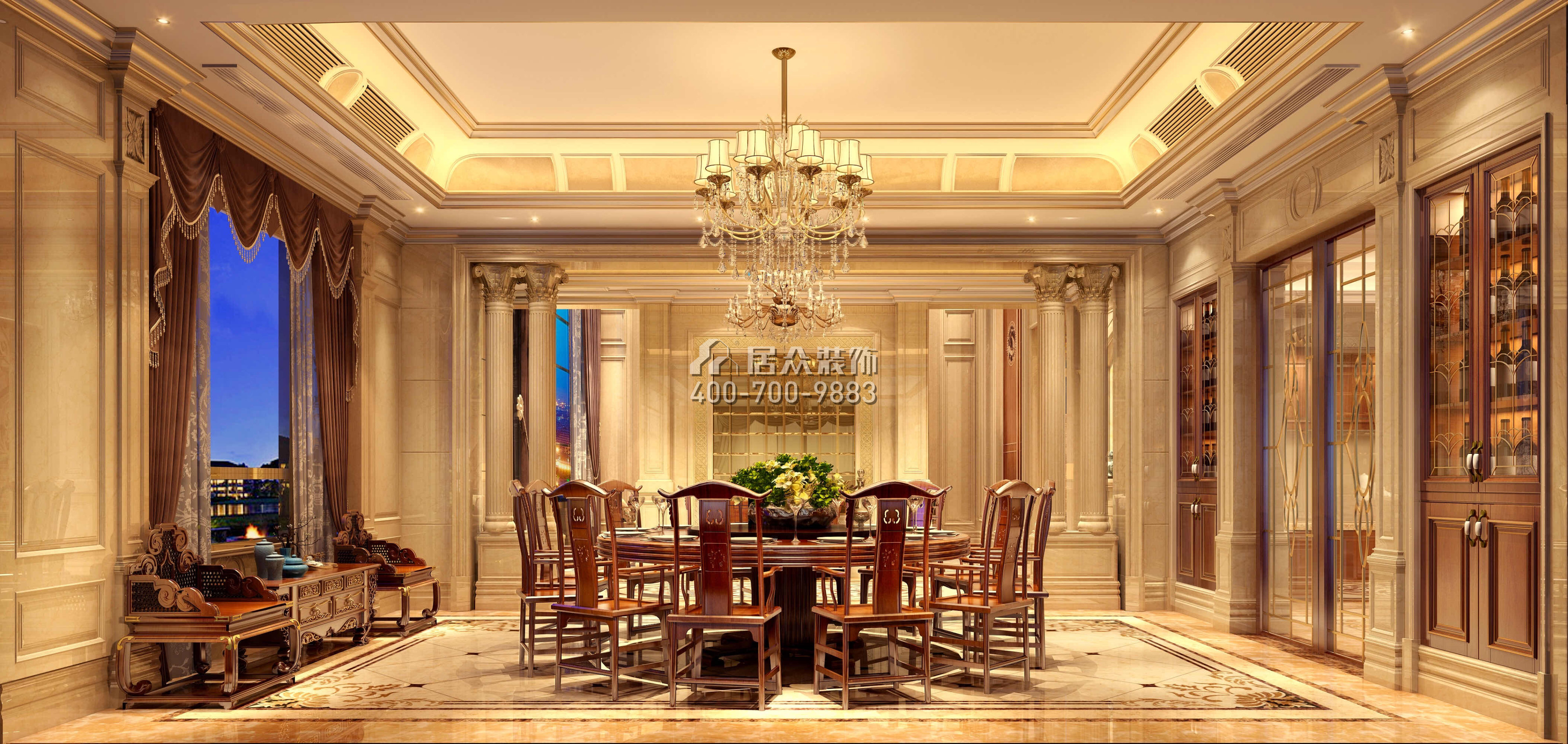 东江明珠花园600平方米欧式风格别墅户型餐厅装修效果图