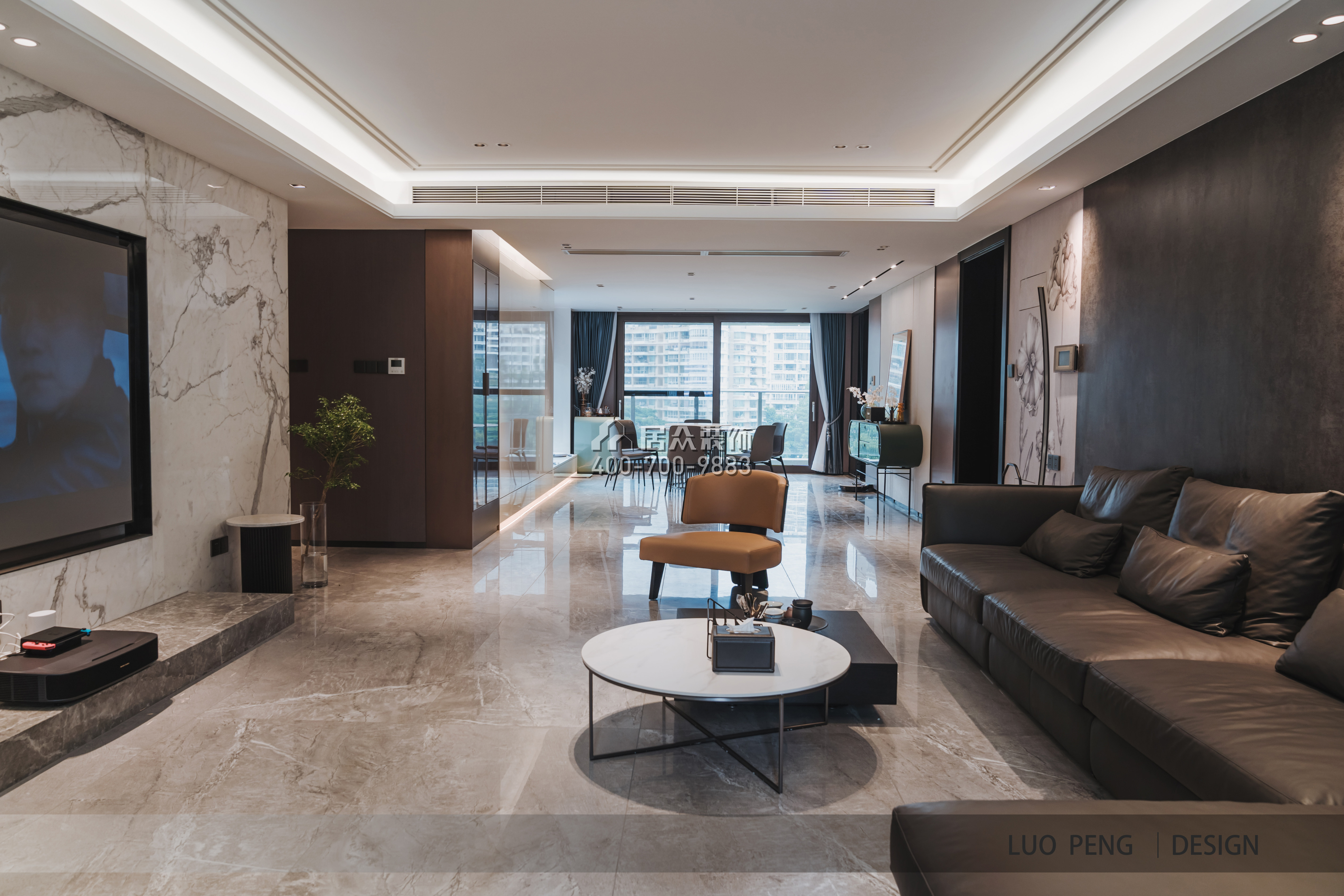曦湾天馥220平方米现代简约风格平层户型客厅装修效果图