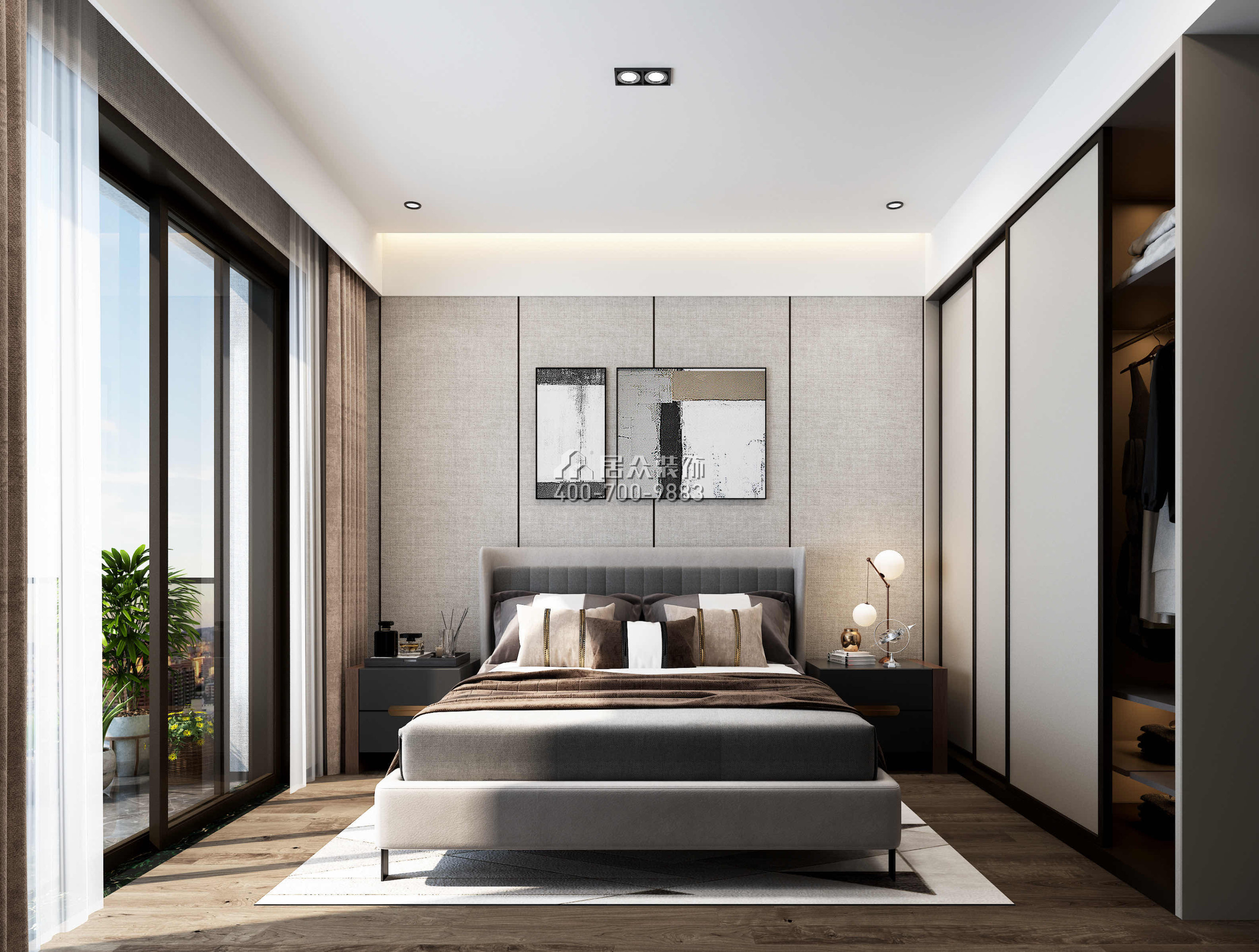 三湘海尚230平方米现代简约风格平层户型卧室装修效果图