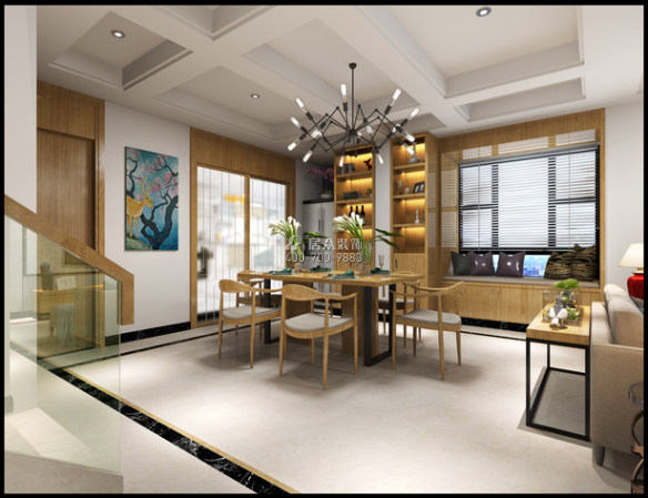月珑湾豪庭200平方米现代简约风格复式户型餐厅装修效果图