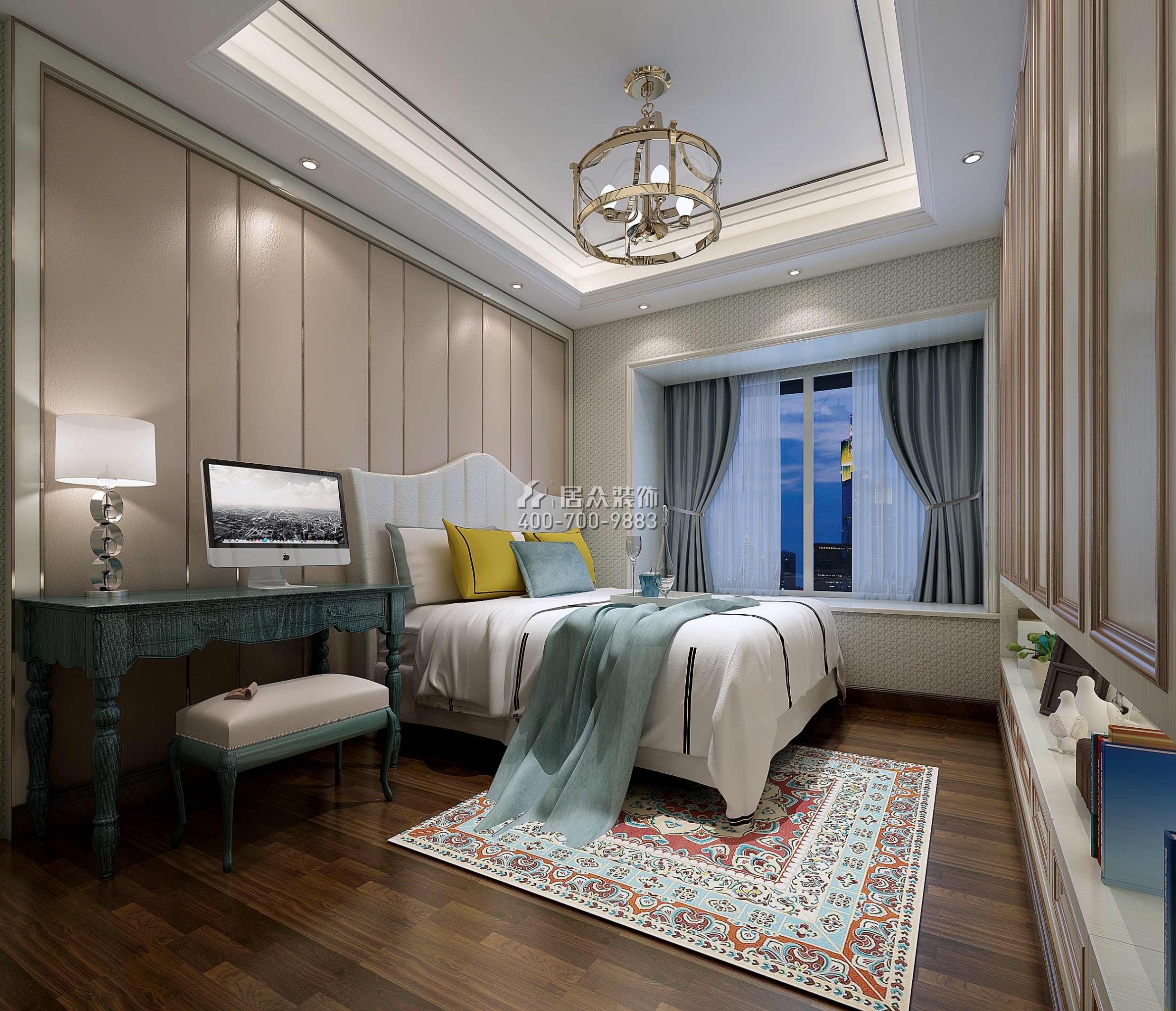 山语清晖218平方米现代简约风格平层户型卧室装修效果图