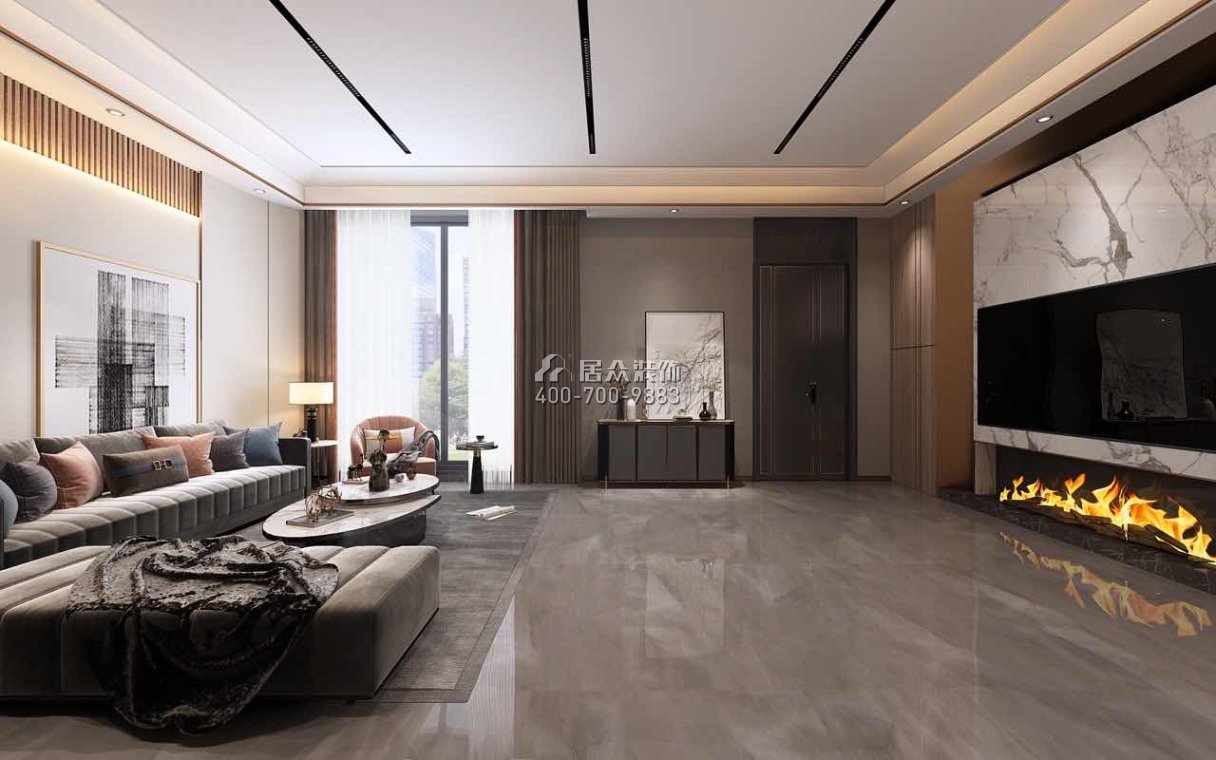 保利中央公园360平方米现代简约风格别墅户型客厅装修效果图