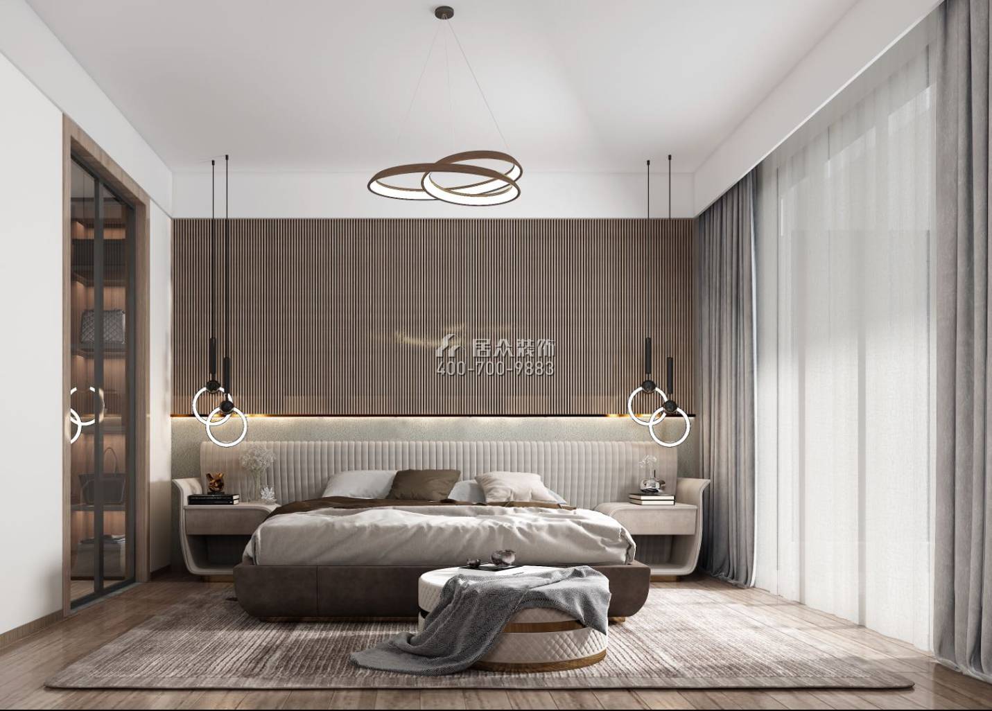 翠湖香山别苑238平方米现代简约风格复式户型卧室装修效果图