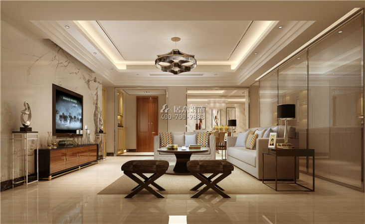 龙湖九墅150平方米现代简约风格平层户型客厅装修效果图