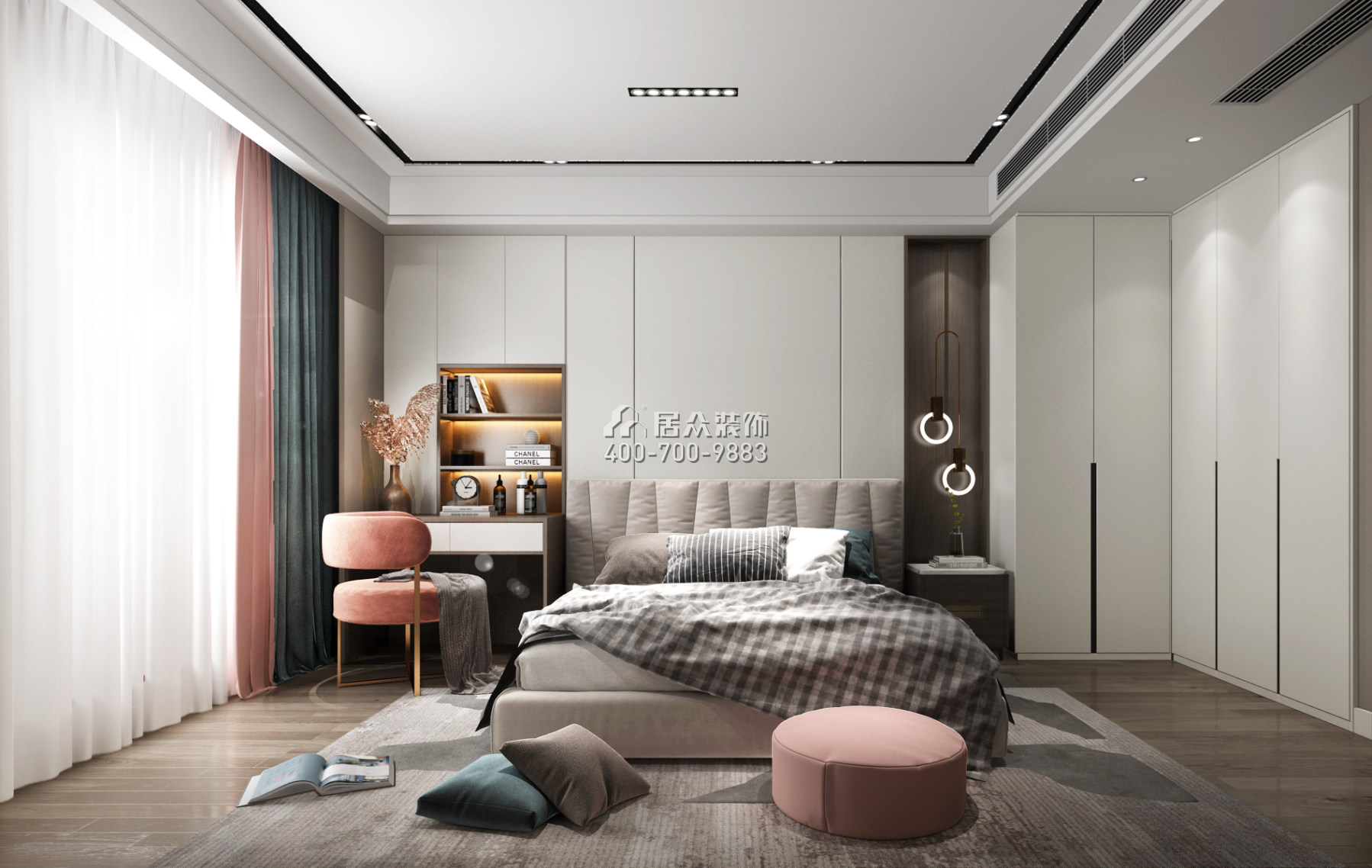 君华御庭189平方米现代简约风格平层户型卧室装修效果图
