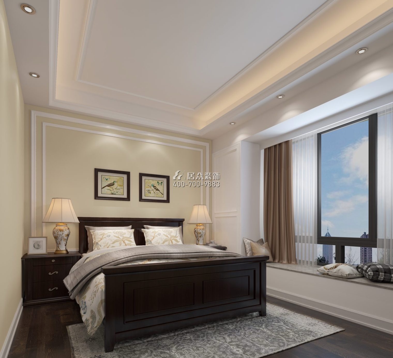 兰江山第一期190平方米欧式风格平层户型卧室装修效果图