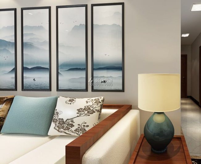 佳兆业山海城128平方米中式风格平层户型客厅装修效果图