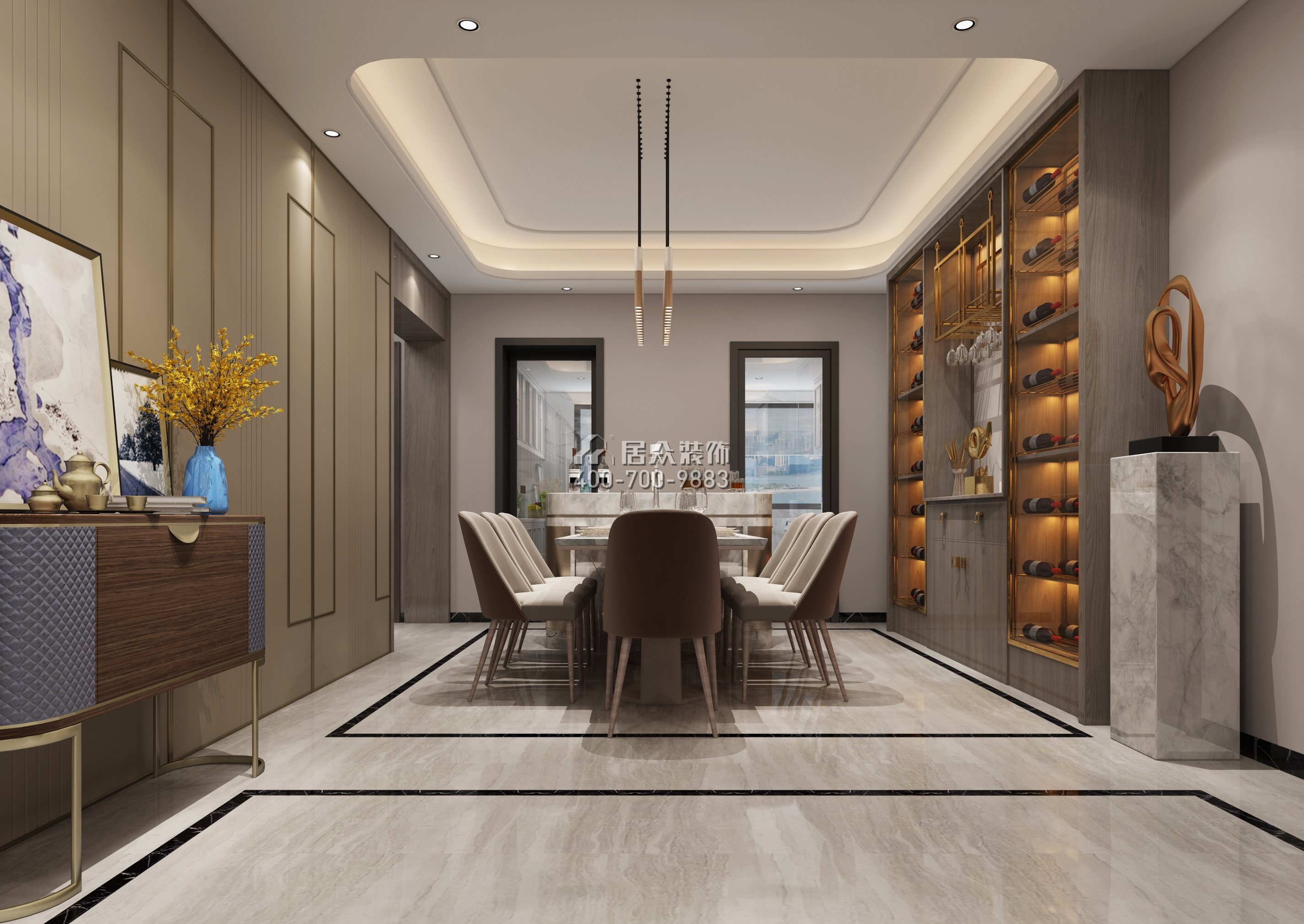 大康福盈门175平方米现代简约风格平层户型餐厅装修效果图