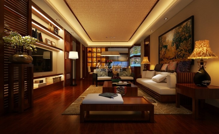 國貿天琴灣123平方米其他風格平層戶型客廳裝修效果圖