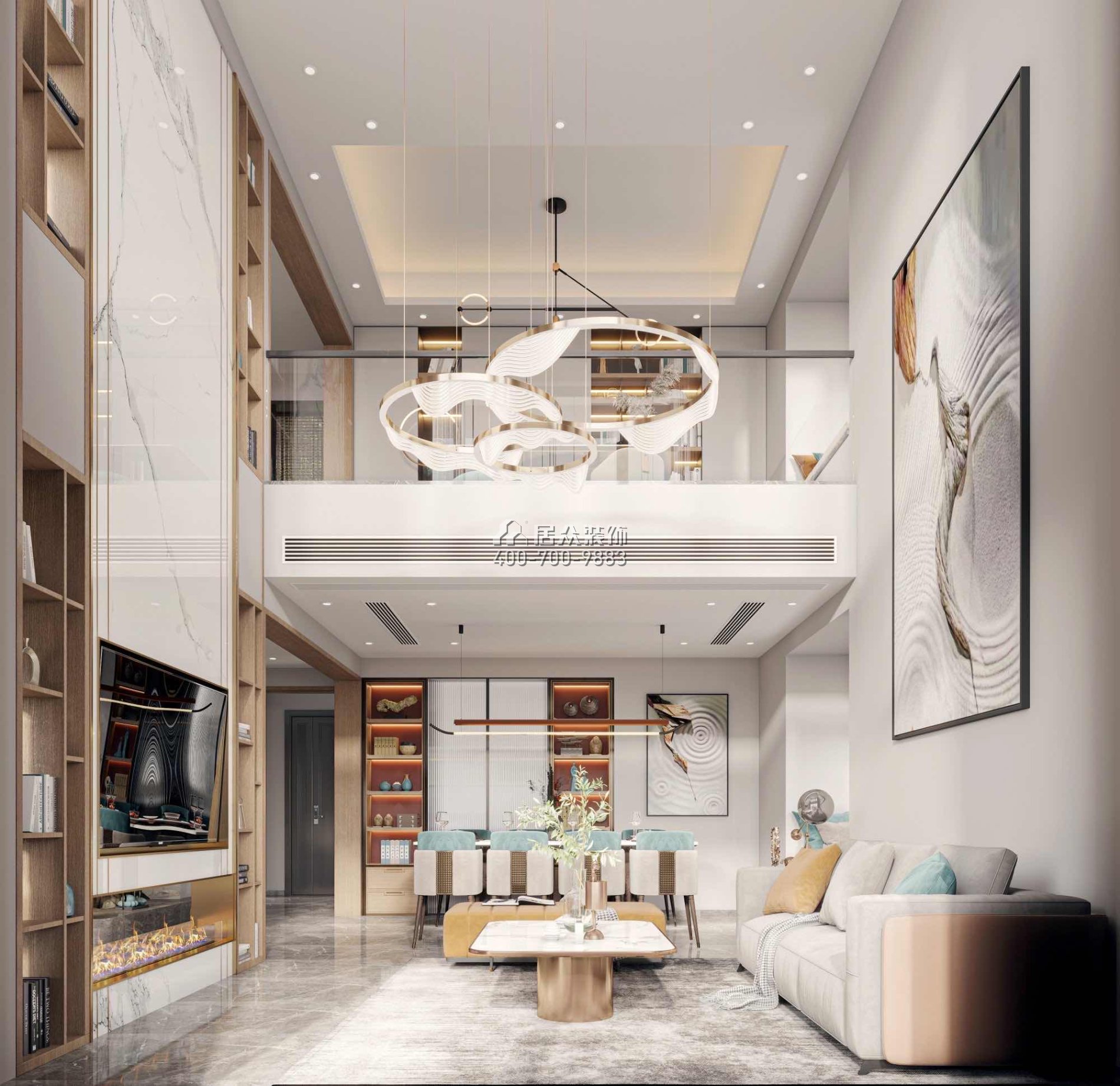金鸿利嘉阁320平方米中式风格复式户型餐厅kok电竞平台效果图