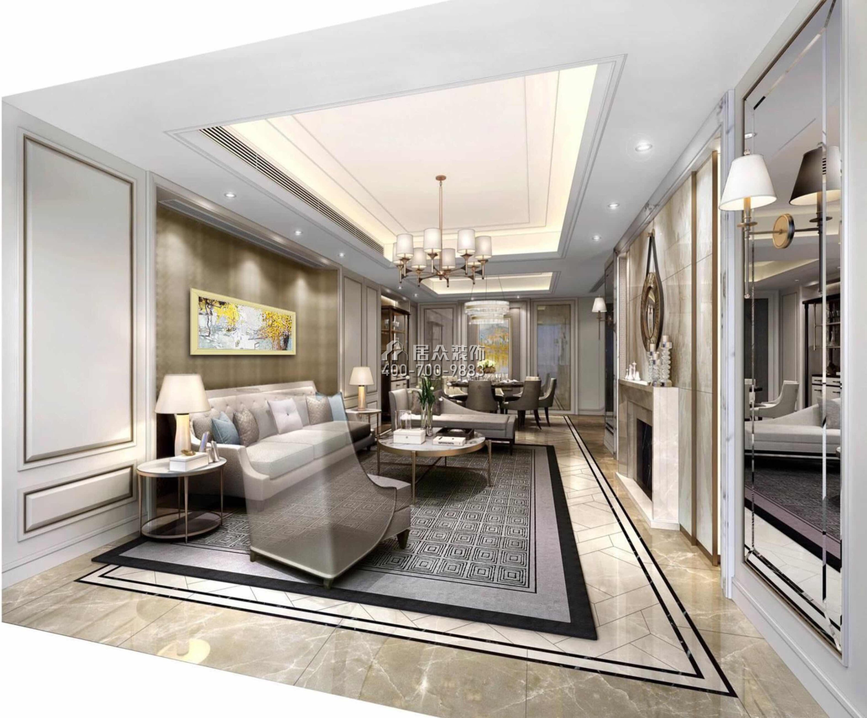山语清晖一期226平方米欧式风格平层户型客厅装修效果图