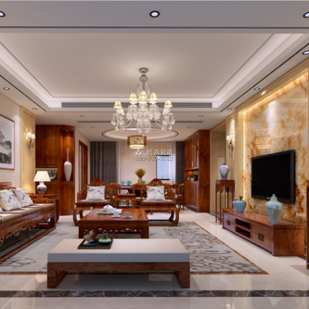 华晖云门140平方米中式风格平层户型客厅装修效果图