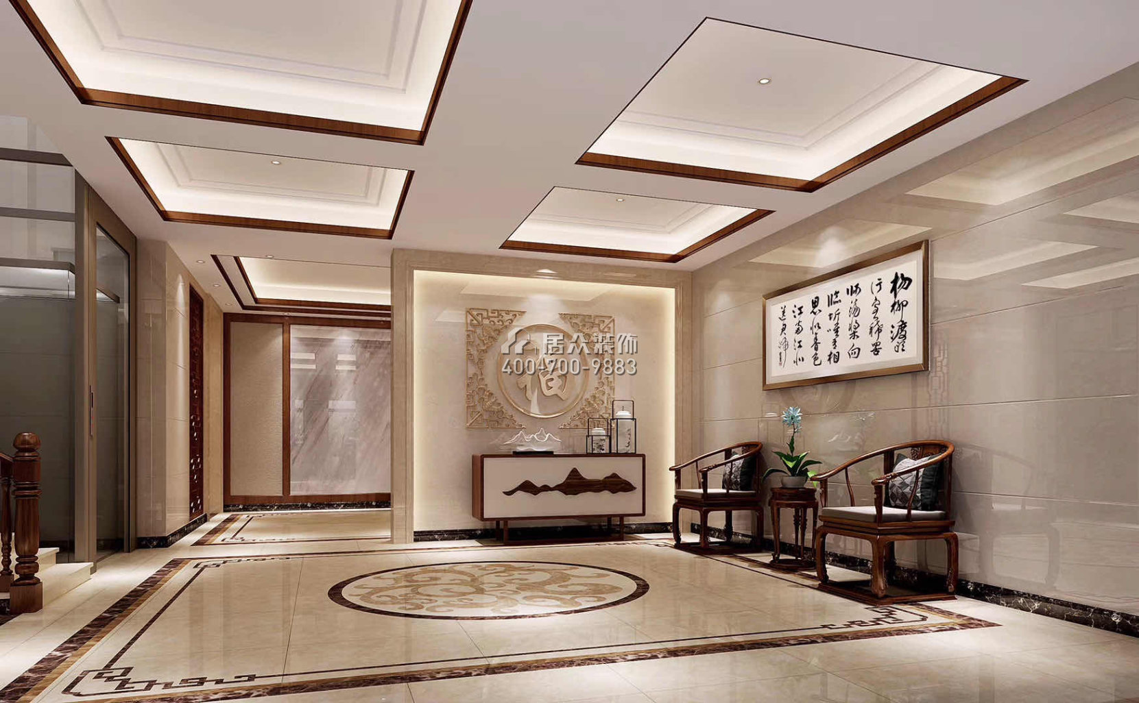 華桂園330平方米中式風格別墅戶型玄關裝修效果圖