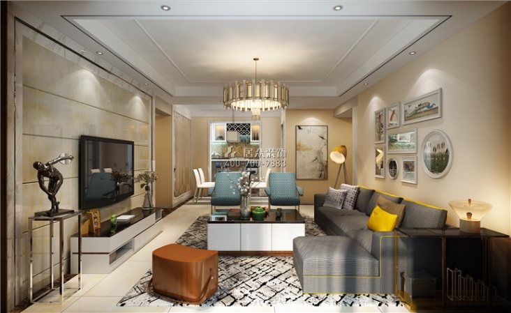 领航城领秀花园120平方米现代简约风格平层户型客厅装修效果图