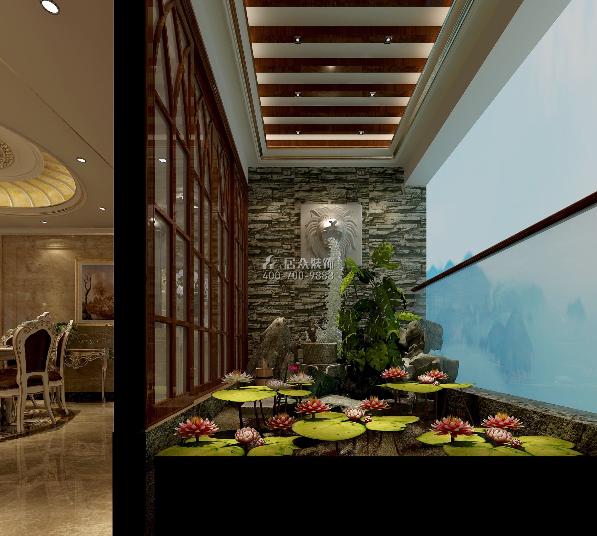 雅居乐花冠集192平方米欧式风格平层户型阳台装修效果图
