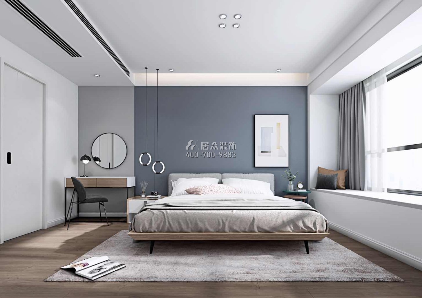 华发世纪城四期130平方米现代简约风格平层户型卧室装修效果图
