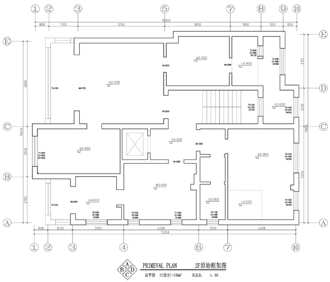 580㎡新中式2F原始结构图